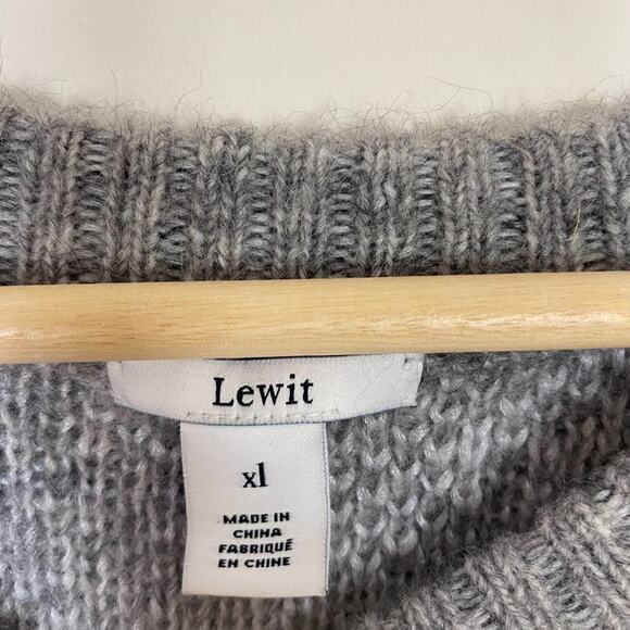 Lewit Womens Gray White Textile Round Neck Wool Blend Pullover Sweater Size 1X - Picture 6 of 7